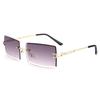 FEISEDY UV400 Vintage Rimless Rectangular Frameless Sunglasses with Colored B2642 Women's Lenses,