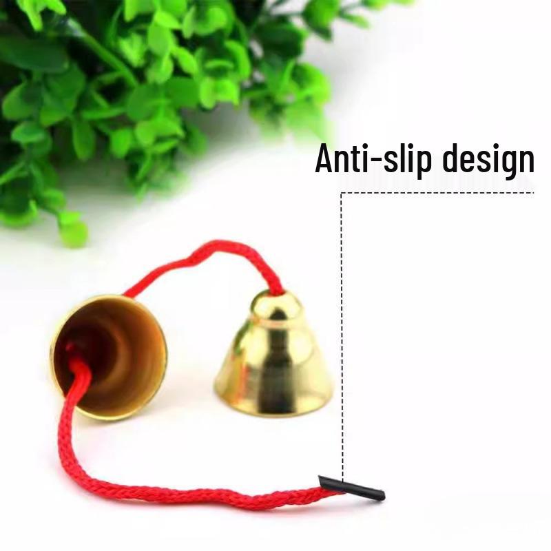 Jingle Bells Musical Instrument for First-Grade Music Class - Wooden Handle & Red Rope Copper-Plated Bell