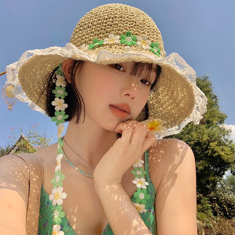 Women's Large Brim Foldable Breathable Straw Sun Hat for Summer Travel & Vacation