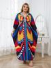 Oversize Women Kaftan Robe Outfit Butterfly Chic Printed Vacation Chinese Knot V-neck House Bathing Suit Cover Up Q1588