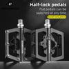 ROCKBROS Bicycle Pedal Self-locking + Flat Aluminum Applicable SPD MTB Road Bike Platform Pedals Waterproof Cycling Parts