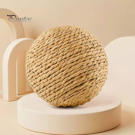 Мяч-когтеточка для кошек из сизаля, интерактивная игрушка-когтеточка для кошек, натуральный сизалевый мяч-когтеточка со звуком для обучения котят чистке зубов