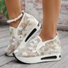 Fashion Women Sneaker 2024 New Spring Autumn Breath Lace Mesh Flower Round Head Thick Sole Comfortable Casual Sneakers Designer Shoes