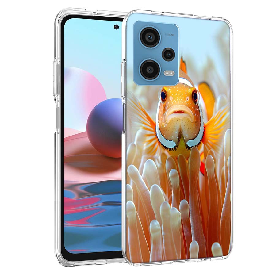 Чехол для телефона с рыбой-клоуном и морской анемоной для Redmi Note 13 12 14 15 Pro Plus 13R 11 11T 11E 11S 10 Pro 10S 9 9S, прозрачный чехол из ТПУ