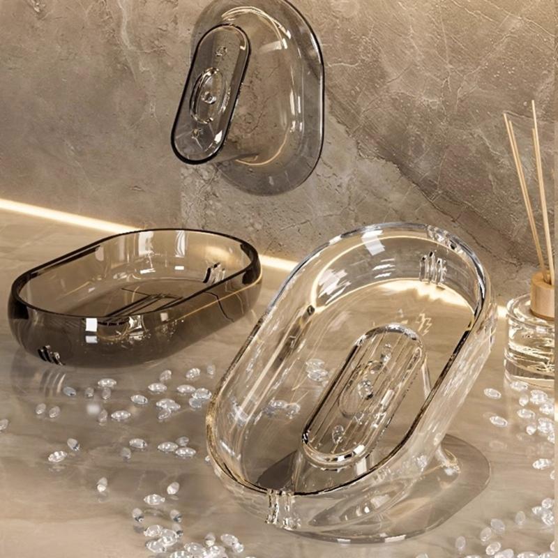 Auto Draining Soap Tray For Shower And Utility Room Quick Drying Feature PET Soap Storage Box Bathroom Oganizers