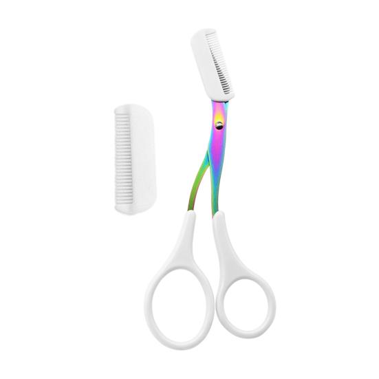 Eyebrow Trimming Scissors with Comb Stainless Steel Professional Non-Slip Precision Eyebrow Trimmer Men Women Brow Hair Removal Tool