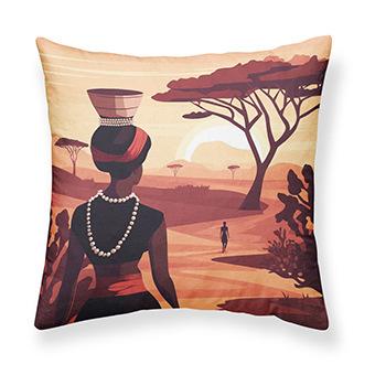 Sunset African Woman Throw Pillow Covers With Digital Printing Of Short Plush Fabric Car-Shaped Sofa Cushion Office Home Decor