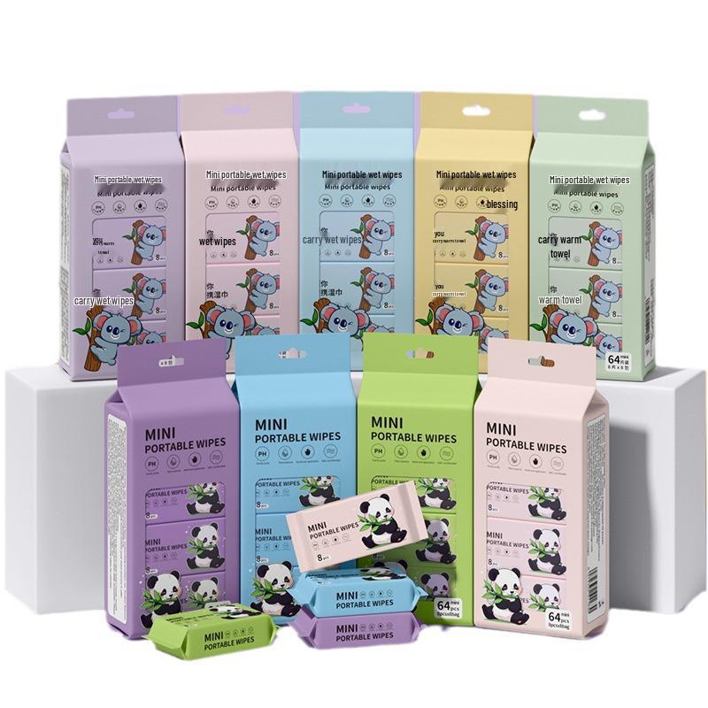 Мини влажные салфетки дорожный набор: 8 детских салфеток в упаковке, специально для детских рук
