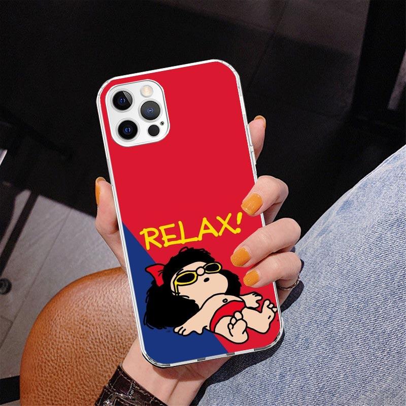 Cartoon Cute Mafalda Phone Case For iPhone 17 Air 16 Pro Max 16E 15 + 14 Plus 11 12 13 Mini 7 8 SE Gift Print Cover Fundas