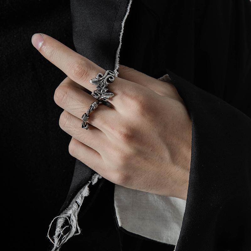 VAF Cross Crossiant Christian Ring Stainless Steel Anillos Religiosos Cristianos Flower and Vine Ring