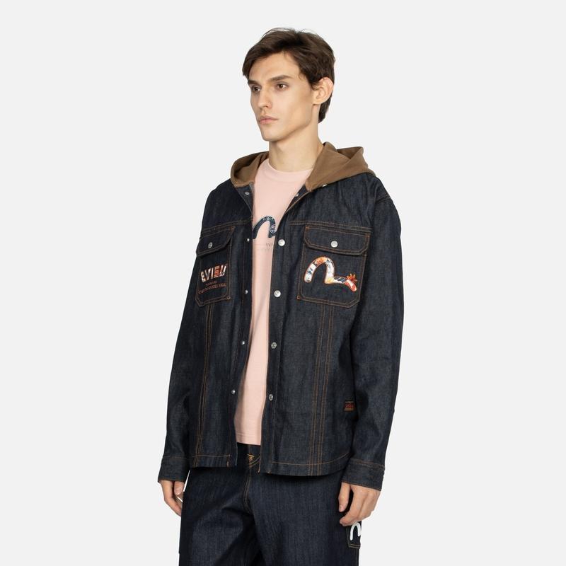 Evisu Aw23 Family Flower Logo Hoodie Men Hoodies Denim-Blue 2EAHTM3SJ7020RXCL