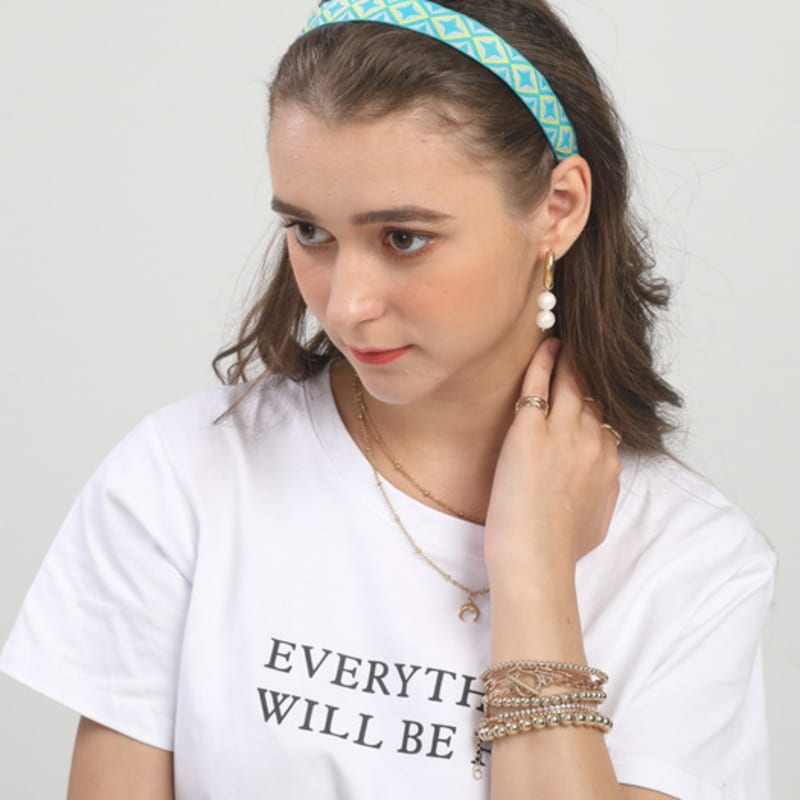 Повязка на голову с африканским узором LALA-МЯТНЫЙ