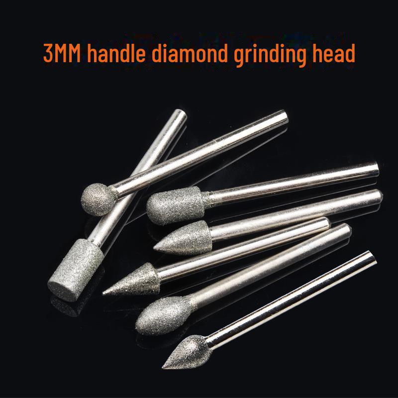 3mm Diamond Grinding Head for Jade Carving - Electric Grinding Accessory