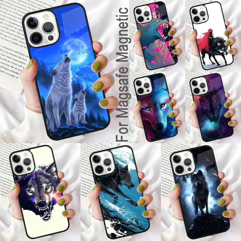 Wolf Art Soft Phone Case for iPhone 17 Air 16e Pro max 15 Pro 13 14 Plus 11 12 MagSafe Magnetic Coque