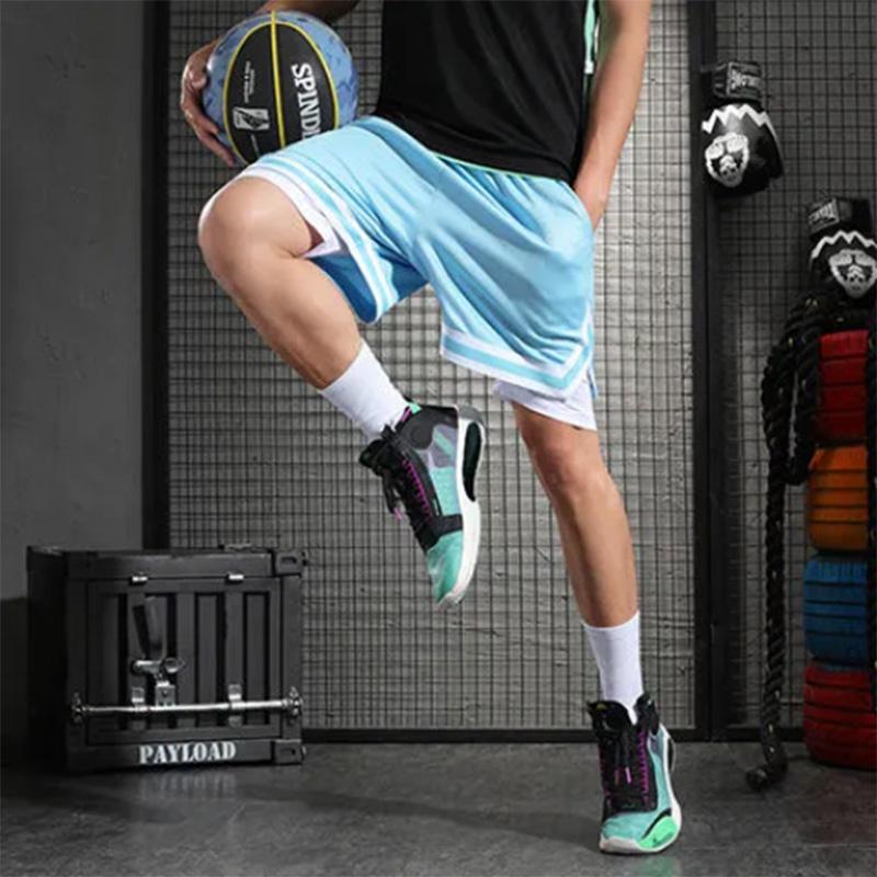 Шорты мужские баскетбольные, искусственные, из двух частей, с тремя точками, до колена, дышащие, быстросохнущие, узкие спортивные брюки, шорты для фитнеса для бега