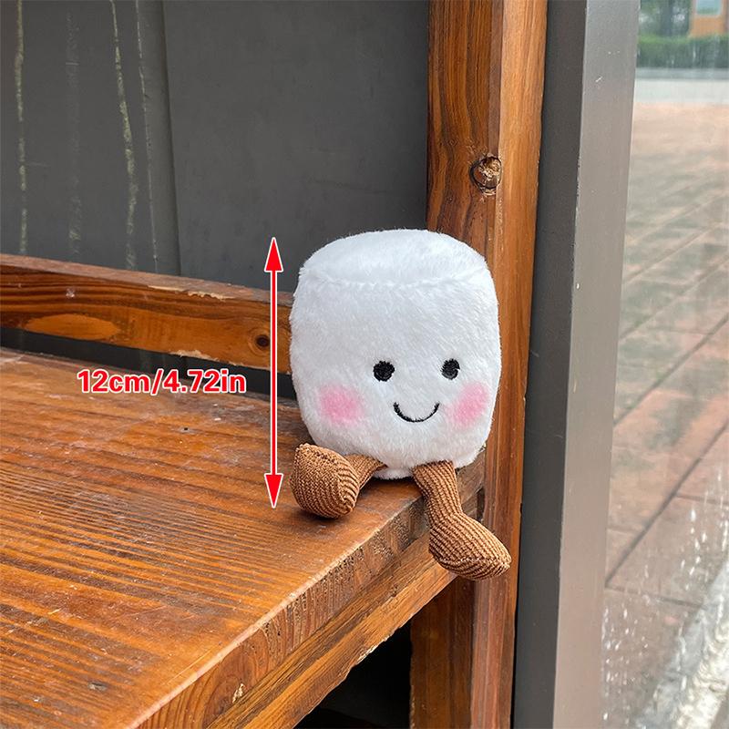 Cute Two-color Marshmallow Plush Toy Keychain Cartoon Soft Stuffed Doll Pendant Car Key Ring Backpack Bag Decor Kid Gift