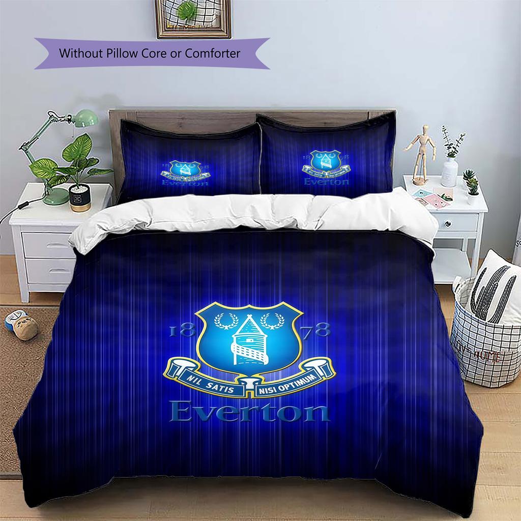 Everton F.C Pattern Bedding Quilt Set Home Decoration Gift (1 * duvet cover + 2 * pillowcase without core)
