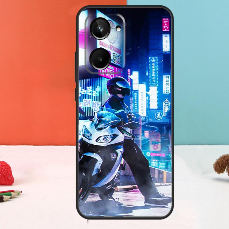Неоновый Мотоциклист Для Realme 10 11 12 Pro Plus GT Neo5 C11 C30 C31 C33 C35 C25s C21Y C51 C55 C53 GT5 Pro Чехол