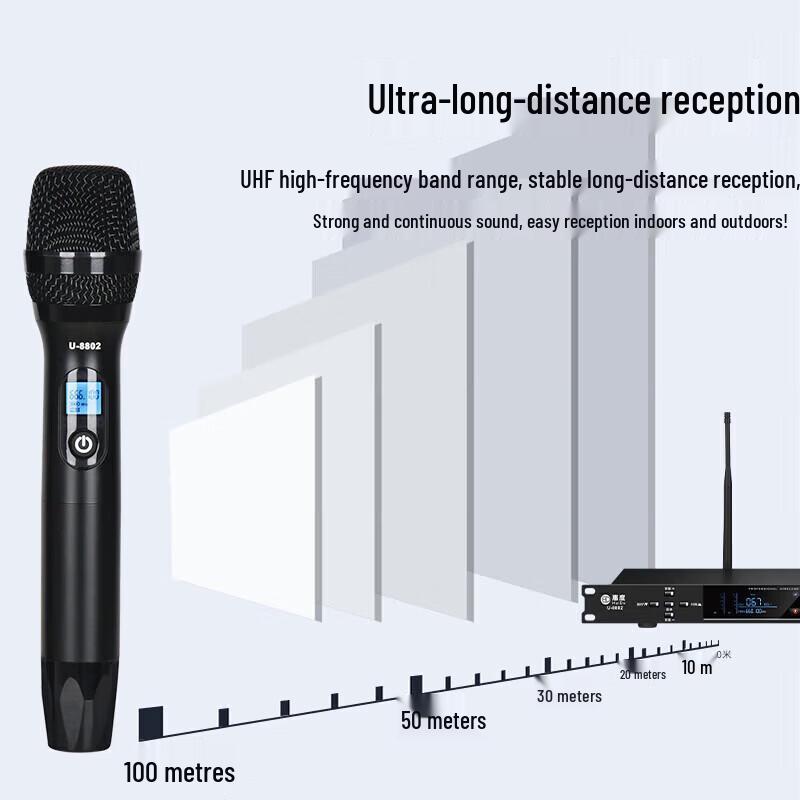 Huidu Professional U-Band Dual Wireless Microphone System (CN version)