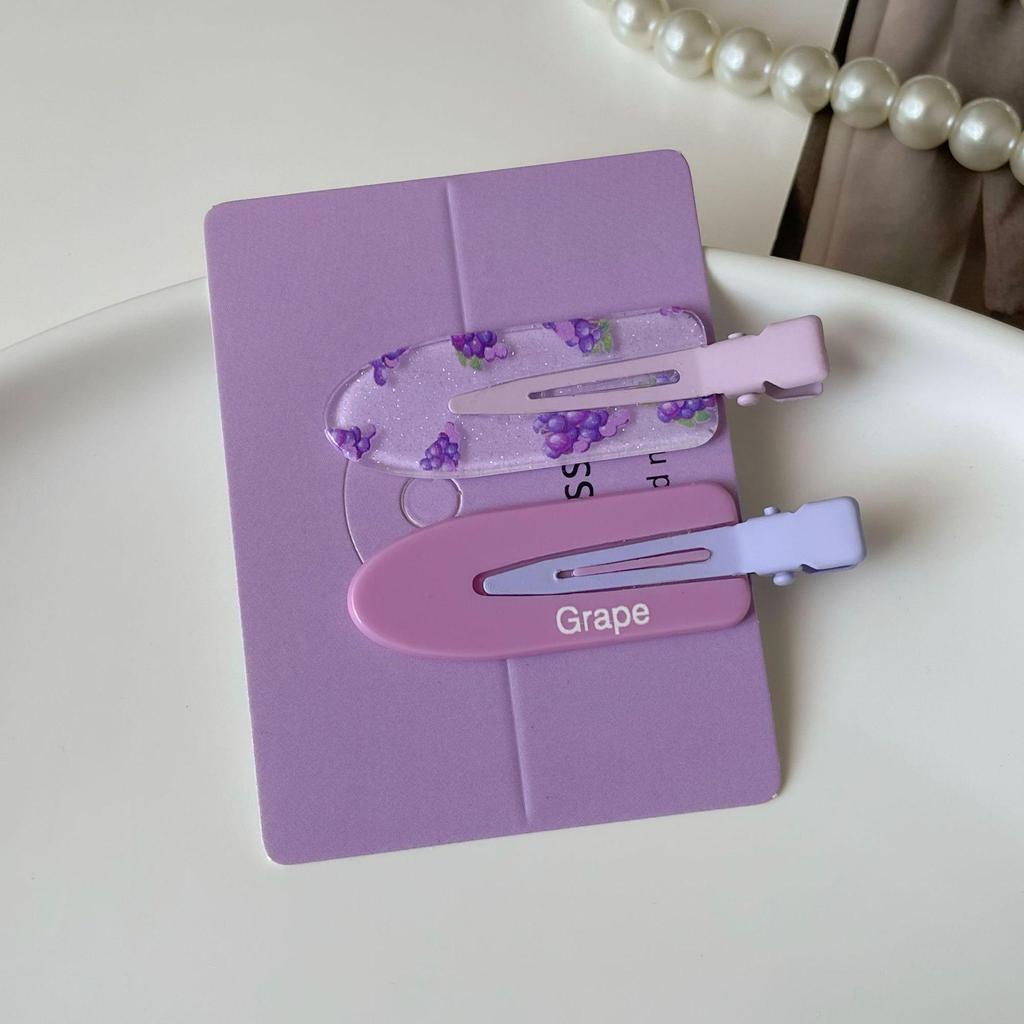 "2-Pack Y2K Fresh Juice Series Duckbill Hair Clips - Cute, Seamless, Side Bang Accessories"