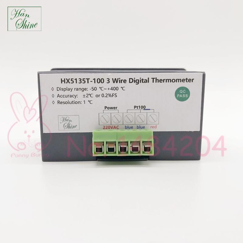 Digital Thermometer AC 220V for Pt100 3 Wire Pt 100 Temperature Indicator Red LED 5135H Thermal Display Range -50 to 400°C