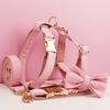 Light Pink Plaid Cotton Dog Collar And Leash Set XS-XL Free Custom Logo Puppy Cat Harness With Bowtie And Leads