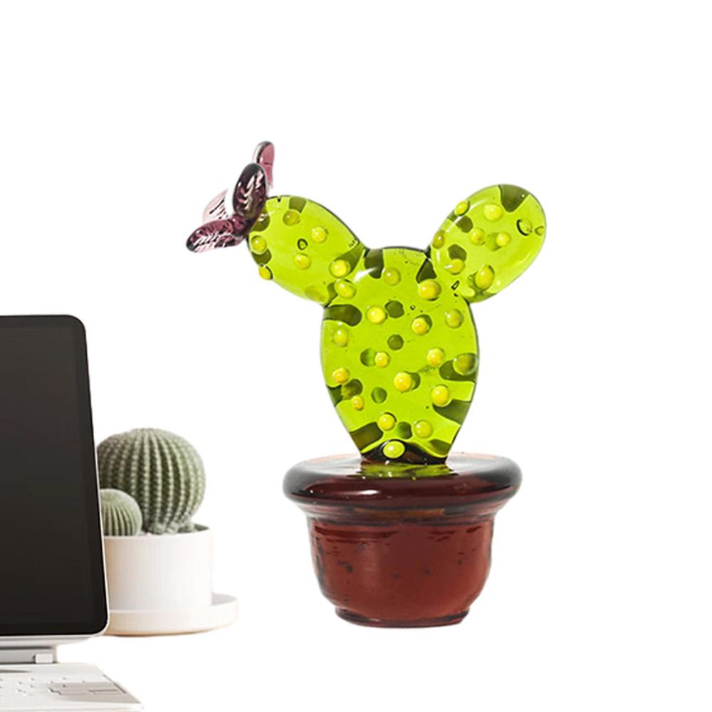 Мини-фигурки кактусов, украшения, стеклянный кактус, бонсай, декор, скульптуры и фигурки, настольные украшения, украшения для автомобилей и дома, игрушки
