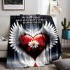 Heart with Wings and Quote Design Keep warm.Flannel blanket for bedroom, living room, sofa, and nap