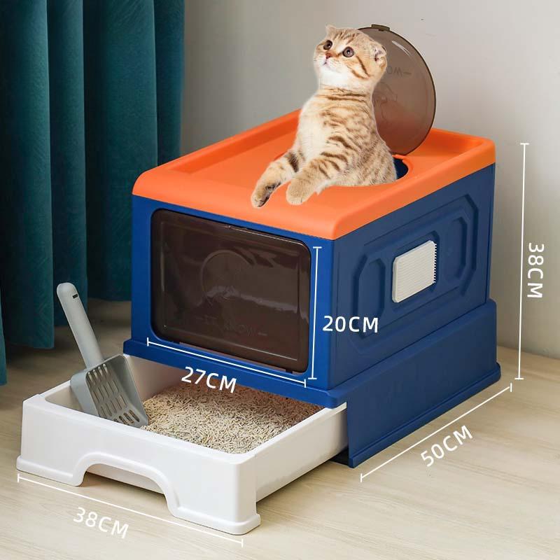 Cat Litter Box Anti-Splashing Kitten Litter Box Easy To Clean Cat Litter Tray for Medium and Large Cats