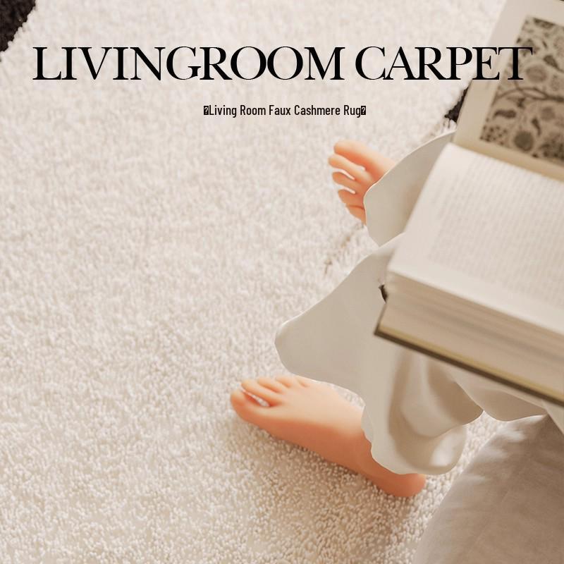 Плюшевый Нескользящий Ковер из Искусственного Кашемира, Большой Зимний Напольный Коврик с Обметанными Краями