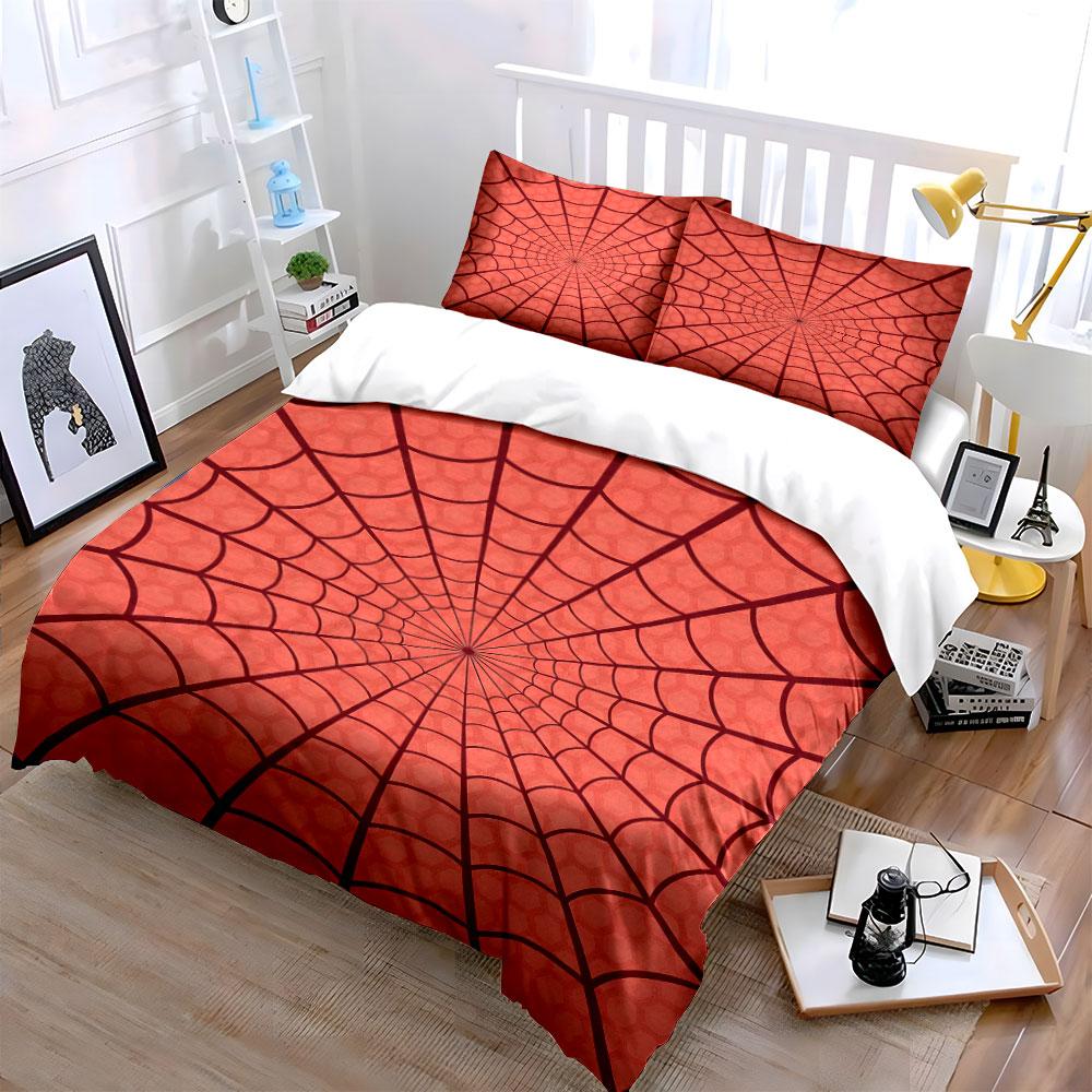 Red spiderweb radiating pattern. Bedding sets Duvet cover sets Duvet covers Pillowcases(1* Duvet Cover 2* Pillowcases without duvet insert)
