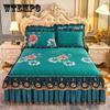 High Grade Winter Crystal Velvet Thicken Quilted Bedspread King Queen Size Flannel Quilting Bed Skirt Including Pillowcase