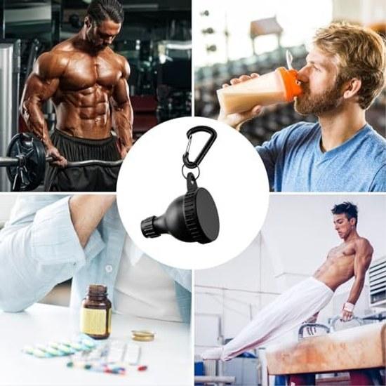 Protein case funnel 50ml 5 pieces carabiner small container powder supplement gym workout