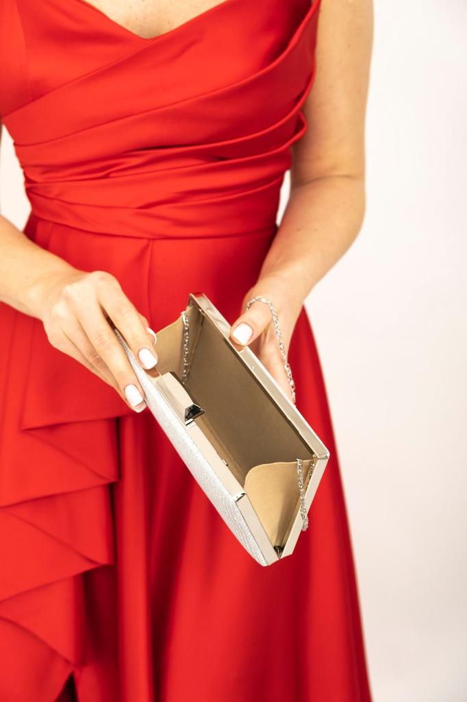 Women's Stylish and Useful Evening Dress Bag Women's Cupra Silver Evening Dress Clutch Portfolio Bag