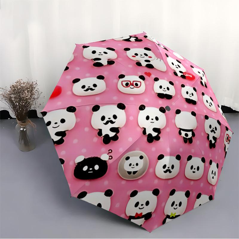 1pc Panda Party Auto Open/close, All-Season Portable Folding Umbrella for Women & Men, Travel, Everyday, Formal Events - Compact Luxury Parasol, Outdo