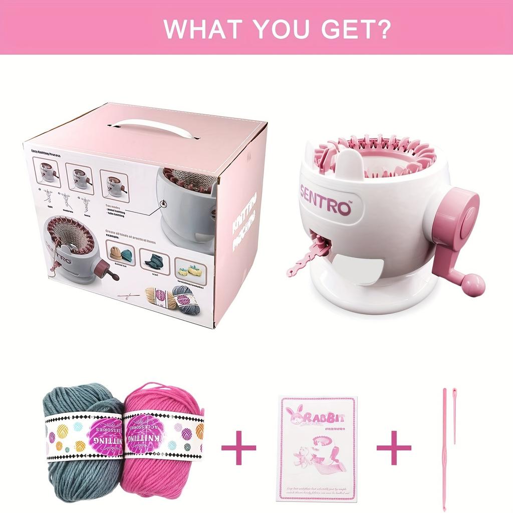 [Portable Knitting Machine] Manual Knitting Machine - Portable,Rotating Double Needles for Beginners & Experts,Compact Knitting Board for Hats,Scarves