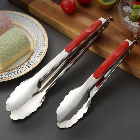 Food Tongs for Cooking Camping BBQ Lightweight Kitchen Pliers Stainless Steel Heat-Resistant Serving Tongs for Restaurants Home Kitchens Picnics