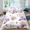 Purple Grape Comforter Cover Summer Fruit Duvet Cover Grapevine Leaves Plant Bedding Set Natural Garden Themed Quilt Cover