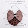 Rhinestone Ribbon Bowknot Stripe Net Bun Hair Cover Net Bun Snood Net Bun Crochet Women Barrette