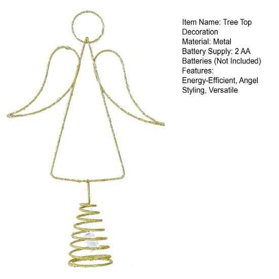Angel Christmas Tree Topper LED Warm Light Energy-Saving Wrought Iron Angel Ornament Xmas Home Decor