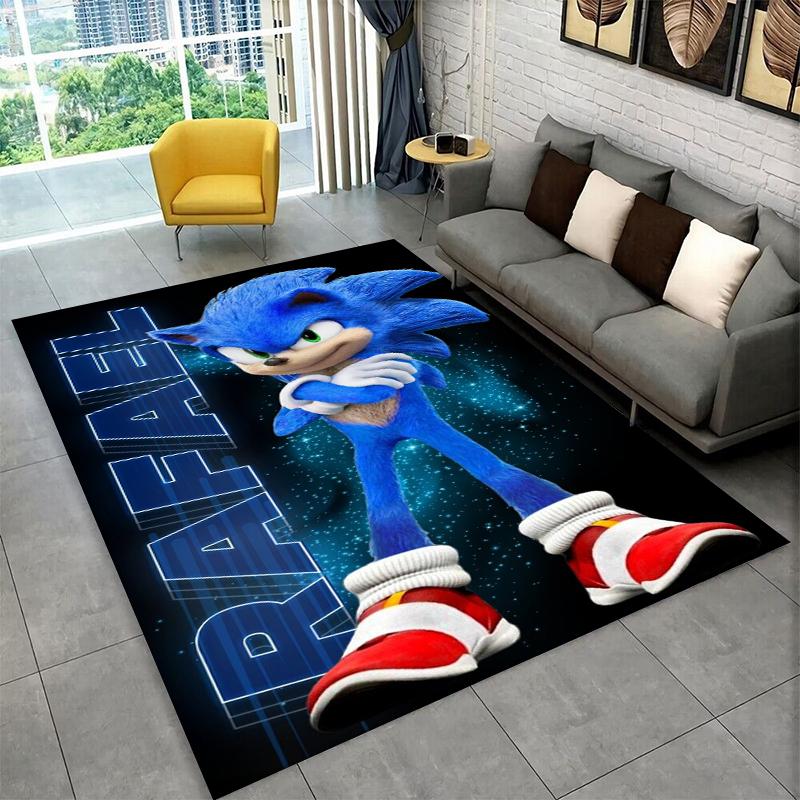 Classic Game S-Sonic Cartoon Non-Slip Area Rug for Living Room,Bedroom,Playroom,Soft Carpet Floor Mat Home Decor Rug Kids Room