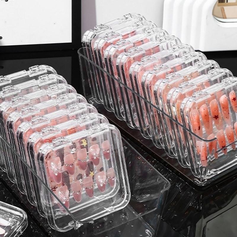 10Pcs Clear Press On Nail Organizer Case For Nail Art Business And Salon Storage False Nail Display Acrylic Box
