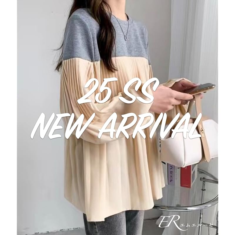 [Meluse] блузка плиссе двухцветная туника топы манжет резинка элегантная весна лето осень женская милая красивая Элегантная Легкая прохладная освежающая переключение