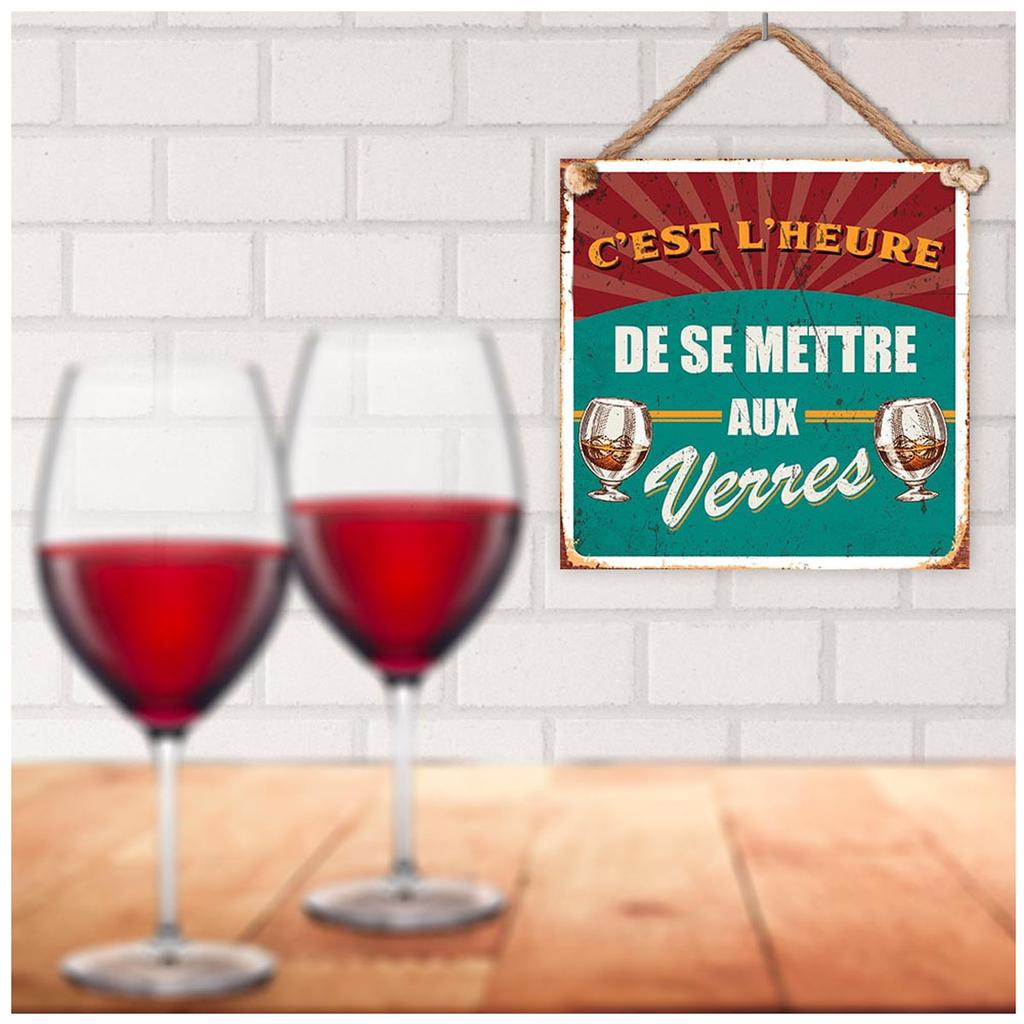 Les Trésors De Lily [A3820] - Табличка металлическая "Пора начинать пить стаканы" красный зеленый - 20х20 см