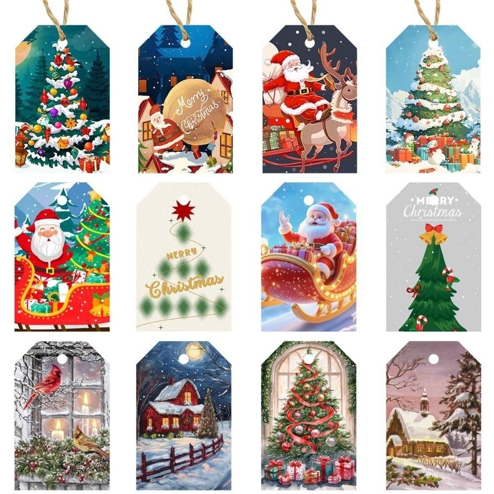24pcs Packaging Accents Christmas Decorative Tags Snowman Holiday Gift Labels Christmas Party