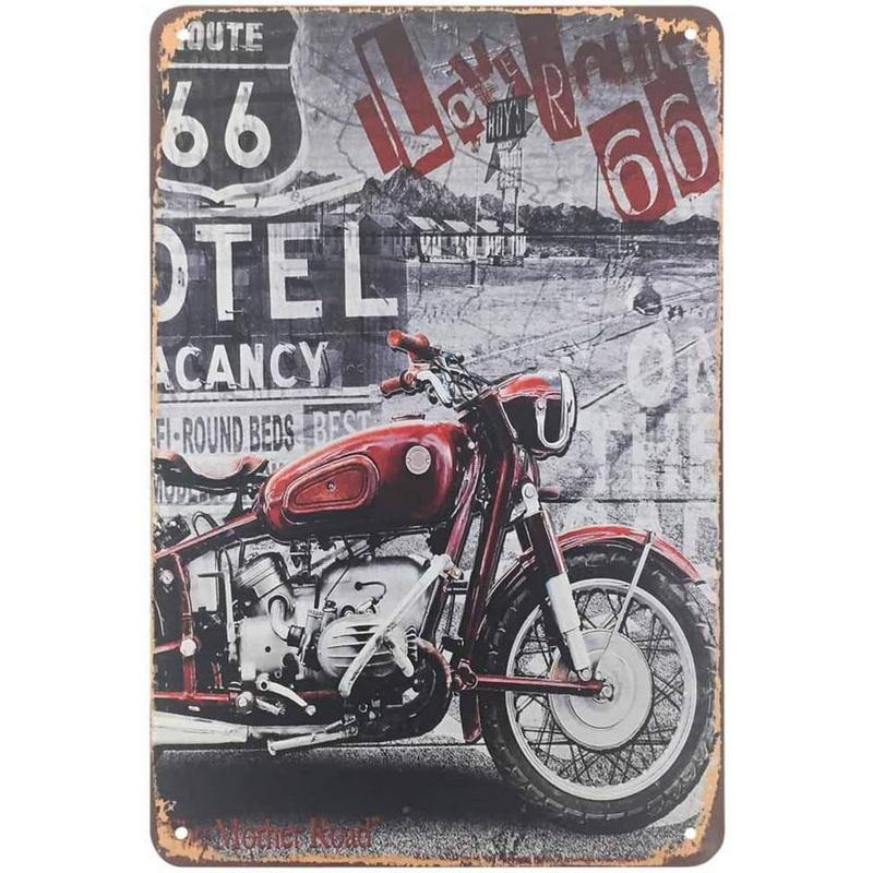 Винтажные Исторические Старые Дорожные Знаки Route 66 Металлические Жестяные Вывески Настенное Искусство Ретро Постер для Баров Ресторанов Кафе Клубов Табличка Домашний Мужской Уголок Настенный Декор