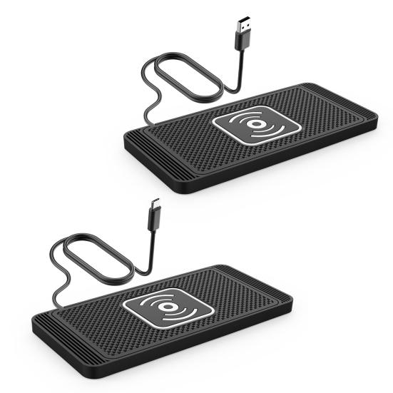 Беспроводная автомобильная зарядная площадка 15 Вт Быстрая зарядка Стабильная Нескользящая Силиконовая площадка для зарядки телефона Площадка для зарядки на неровной дороге для телефонов Автомобильные аксессуары