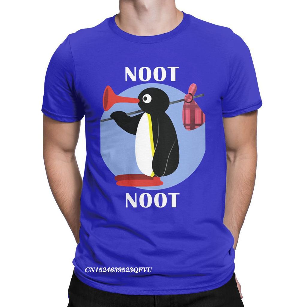 Футболка Noot Noot Pingu Мужская Женская Хлопковая Винтажная Футболка Круглый Вырез Футболка с Пингвином Одежда Харадзюку Классика