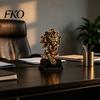 Widened Counterweight Base Resin Animal Head Bust Sculpture, Sandstone Textured Statue, Minimalist European Desktop Decor, Fade-Resistant Modern