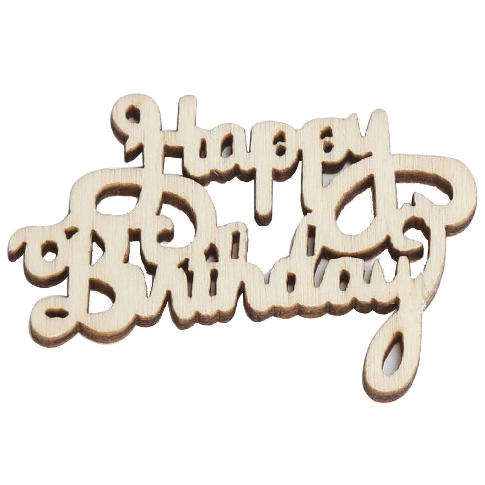 20pcs Unfinished Wooden Ornaments Mini Size Wooden Party Prop Wood Cutout Words For Birthday Party